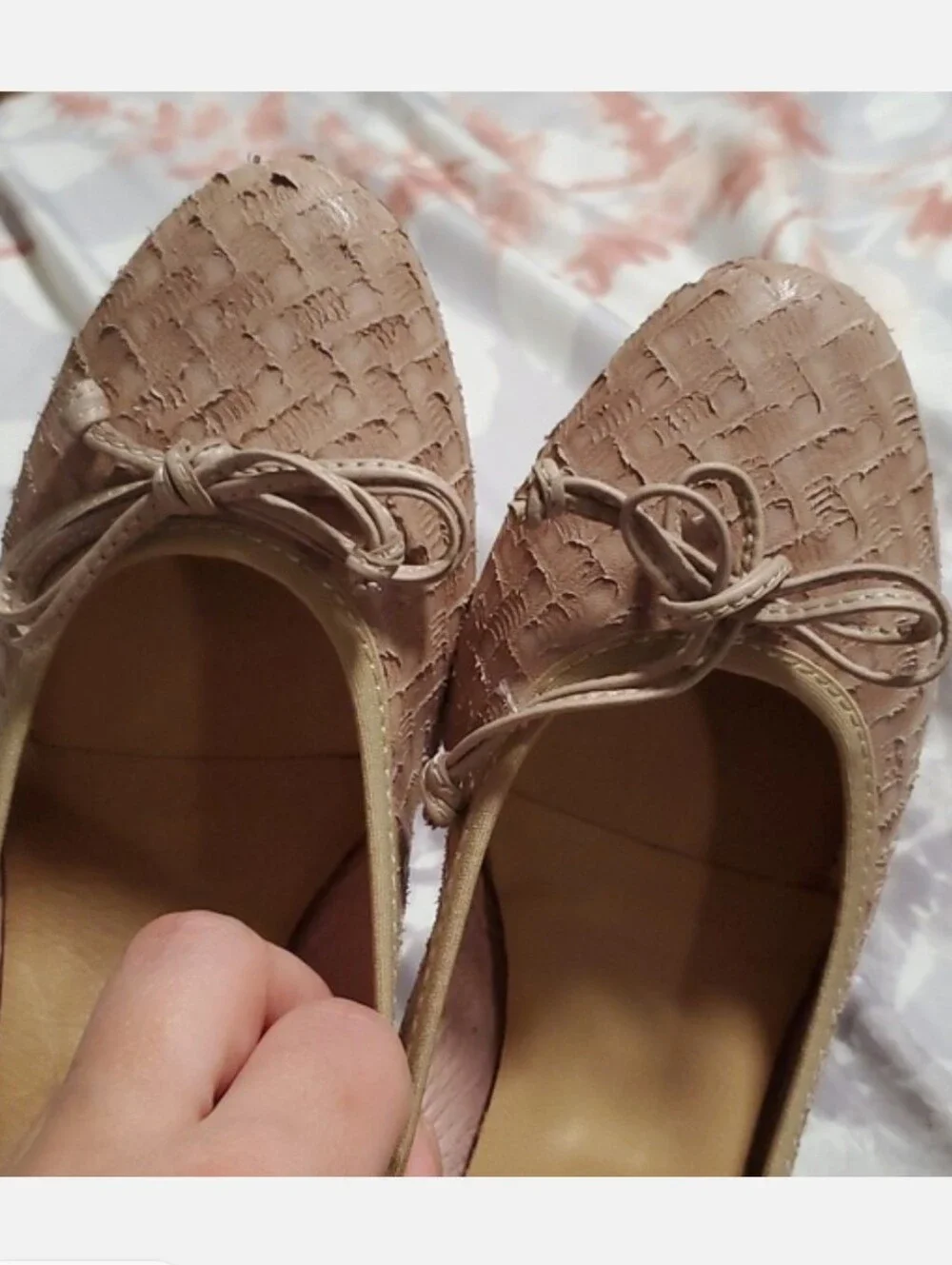 Gaia Bellagio Textured Ballet Flat Women Shoes in Light Pink - Casual Bow Detail